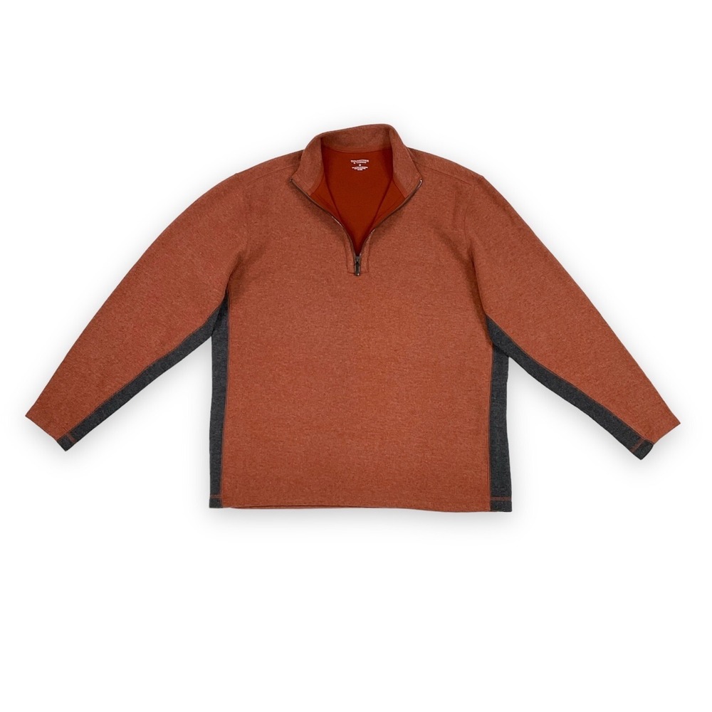 Roundtree & Yorke Sweater Men Medium Orange Long Sleeve 1/4 Zip Pullover NWT
